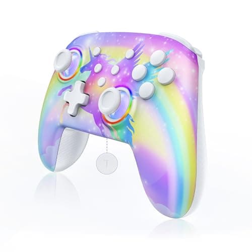 NexiGo Wireless Controller No Deadzone for Switch 2 and Switch Bluetooth Controllers for Nintendo Switch with Vibration Motion Turbo and LED Light Violet Unicorn