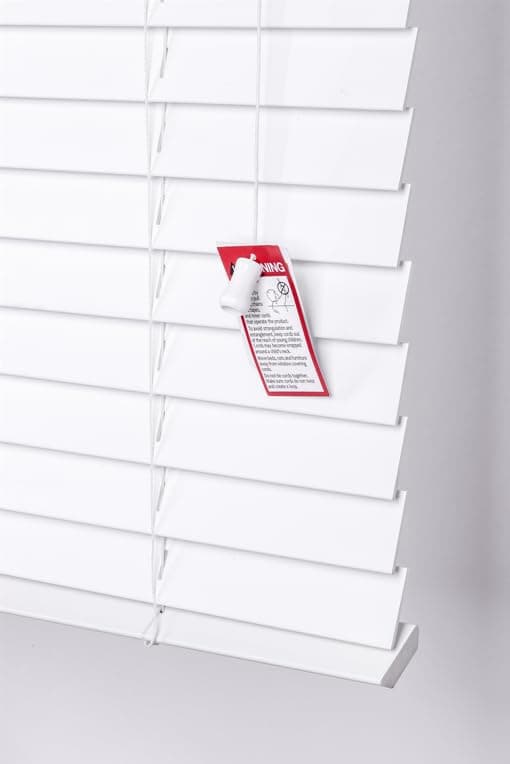 Funky Gadgets Smooth Faux Wood Wooden Venetian Blinds with Strings and THE OTHER with TAPE 50mm Slats TRIMMABLE White 105cm width x 150cm drop