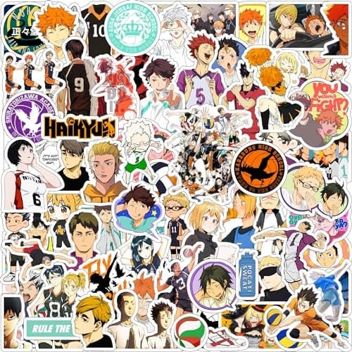 Paper9store Pack of 80+ Haikyuu Stickers for Laptop, Phone Case, Guitar, Bike, Pc, Scrapbook etc. Waterproof Glossy Laminated Residue Free Anime Stickers