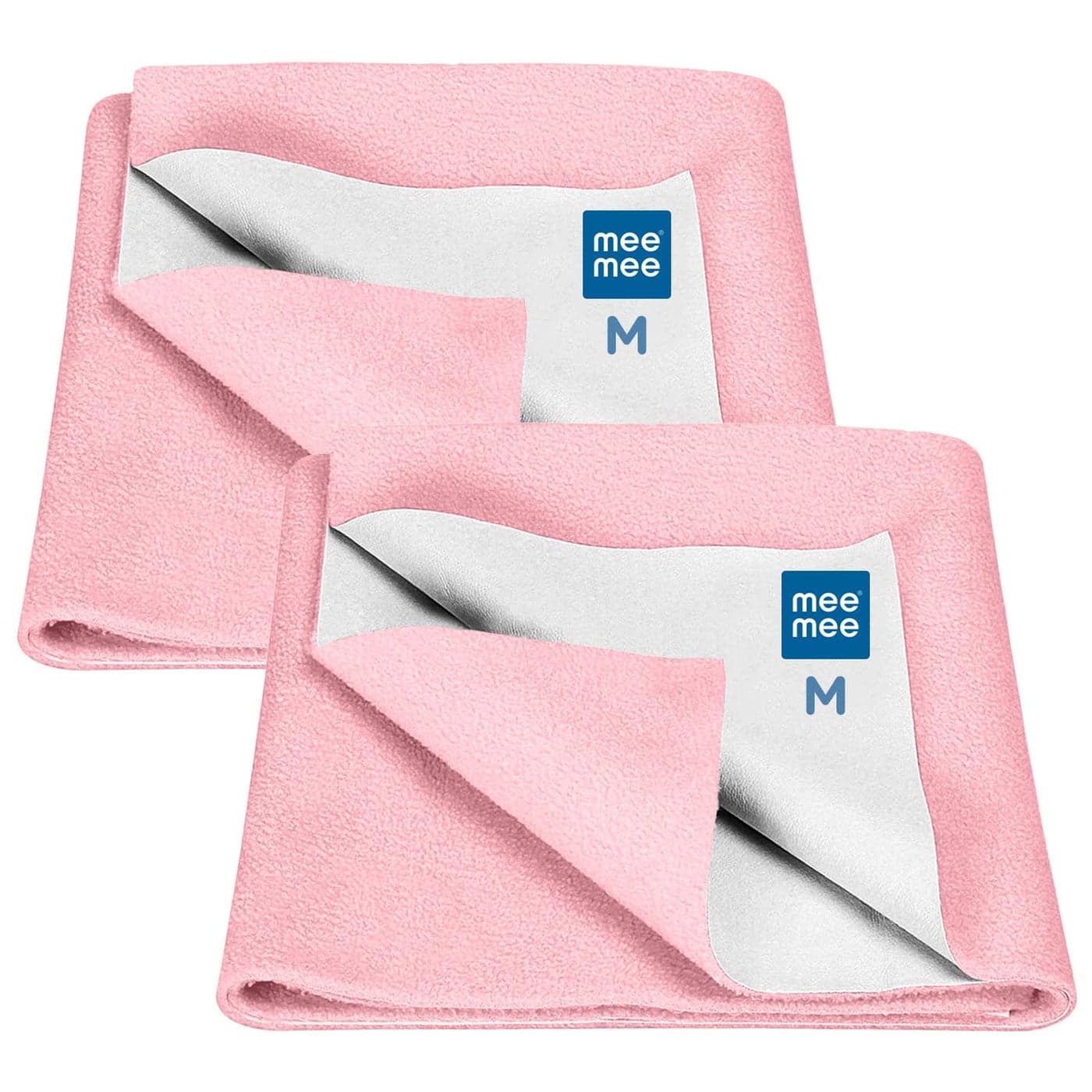 Mee Mee Reusable Water Proof Cotton Bed Protector SheetExtra Absorbent MatDry SheetsUrine SheetDry Mat Pack of 2 70CmX100Cm Medium Pink
