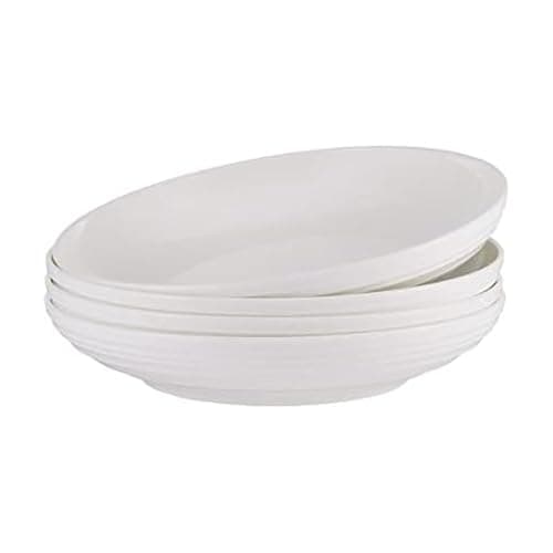 Mikasa Ciara Bone China Lightweight Chip Resistant Set of 4 Pasta Bowls Set, 8 Inch, White