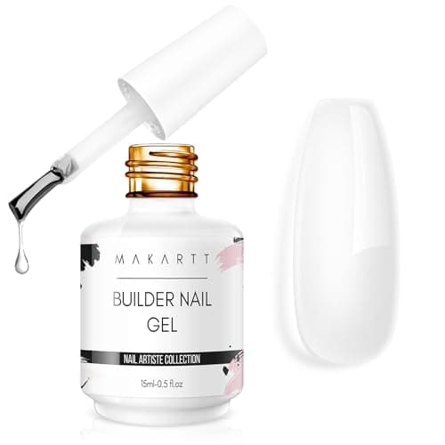 Makartt Clear Builder Nail Gel 7 in 1 Gel Nail Polish Rubber Base Coat Hard UV Light Strengthener Extension Thickening Rhinestone Soak Off Builder for Broken Nails Repair 1 Bottle 15ml