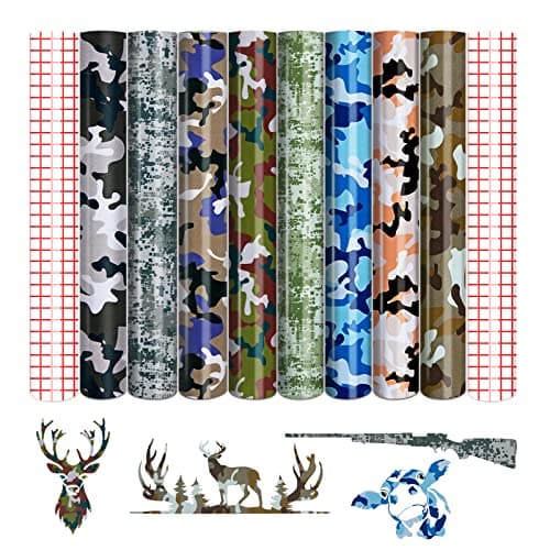 Tintnut Permanent Vinyl 8 Sheets 12x10 Permanent Adhesive Vinyl Sheets Army Pattern Self Sticker Water proofing