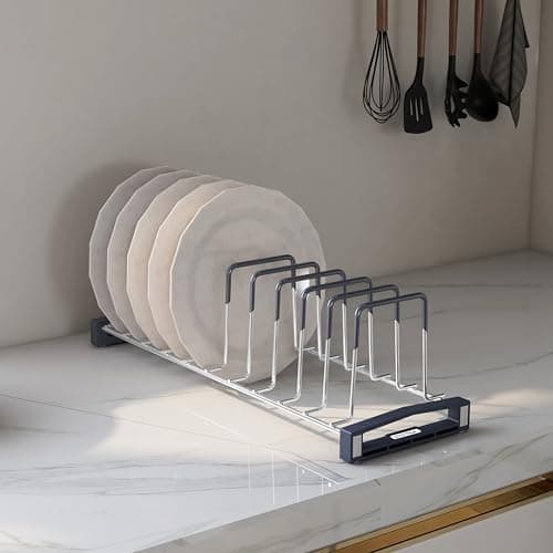 Plantex Stainless Steel Plate Rack for Kitchen Cabinets/Dish Rack Organizer for Kitchen/12-Slot Plate Stand/Tandem Box Accessories - (Size-6 inches, Slot- 12, Pack of 1)