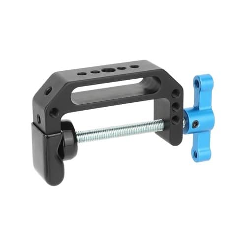 CAMVATE Aluminum CClampJaw Open65mm with 14 38 Mounting PointsBlue Thandle3721