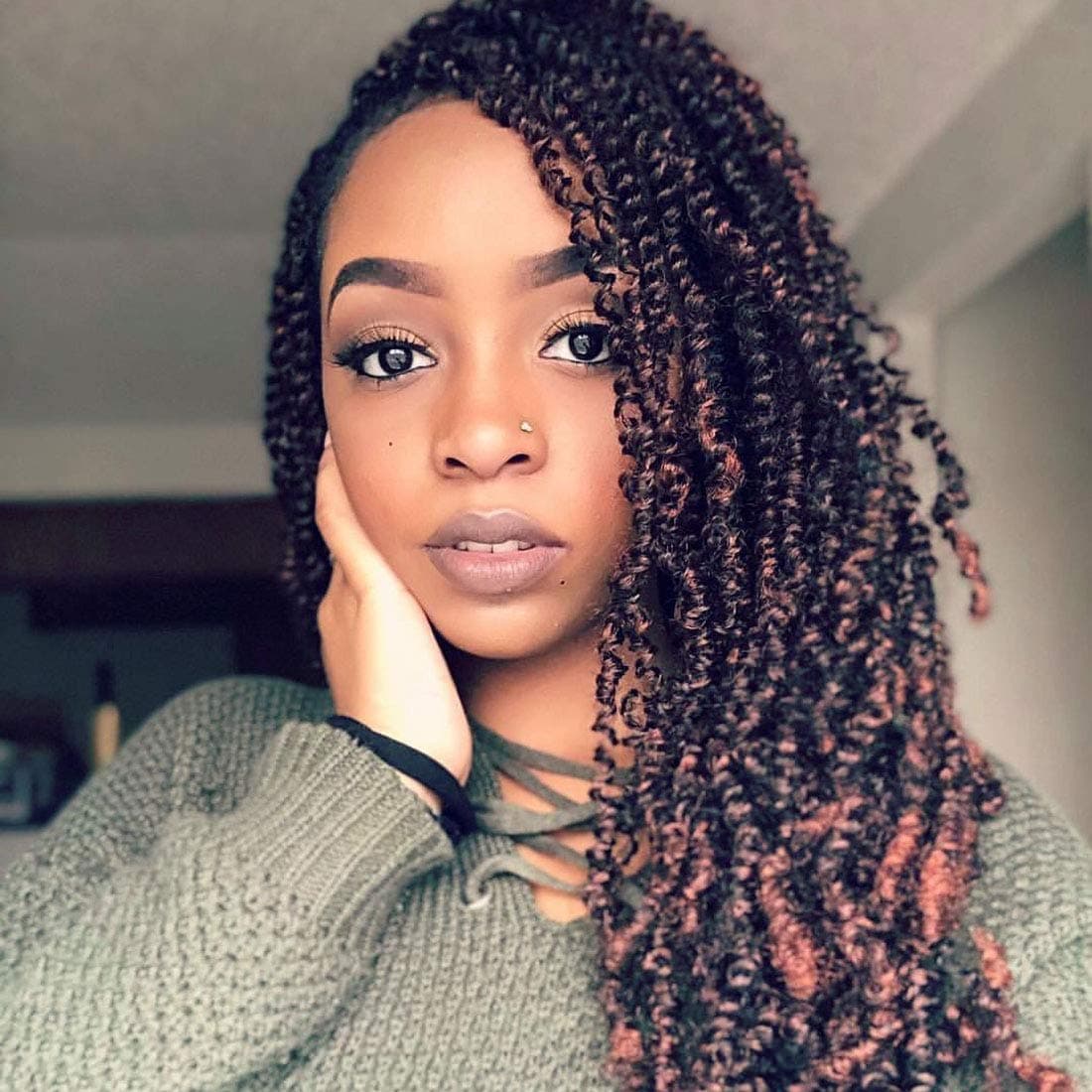 12 inch Spring Twist Crochet Braids Bomb Twist Crochet Hair Beyond Beauty Ombre Colors Synthetic Fluffy Hair Extension 3 Packs 12 Inch T1B350