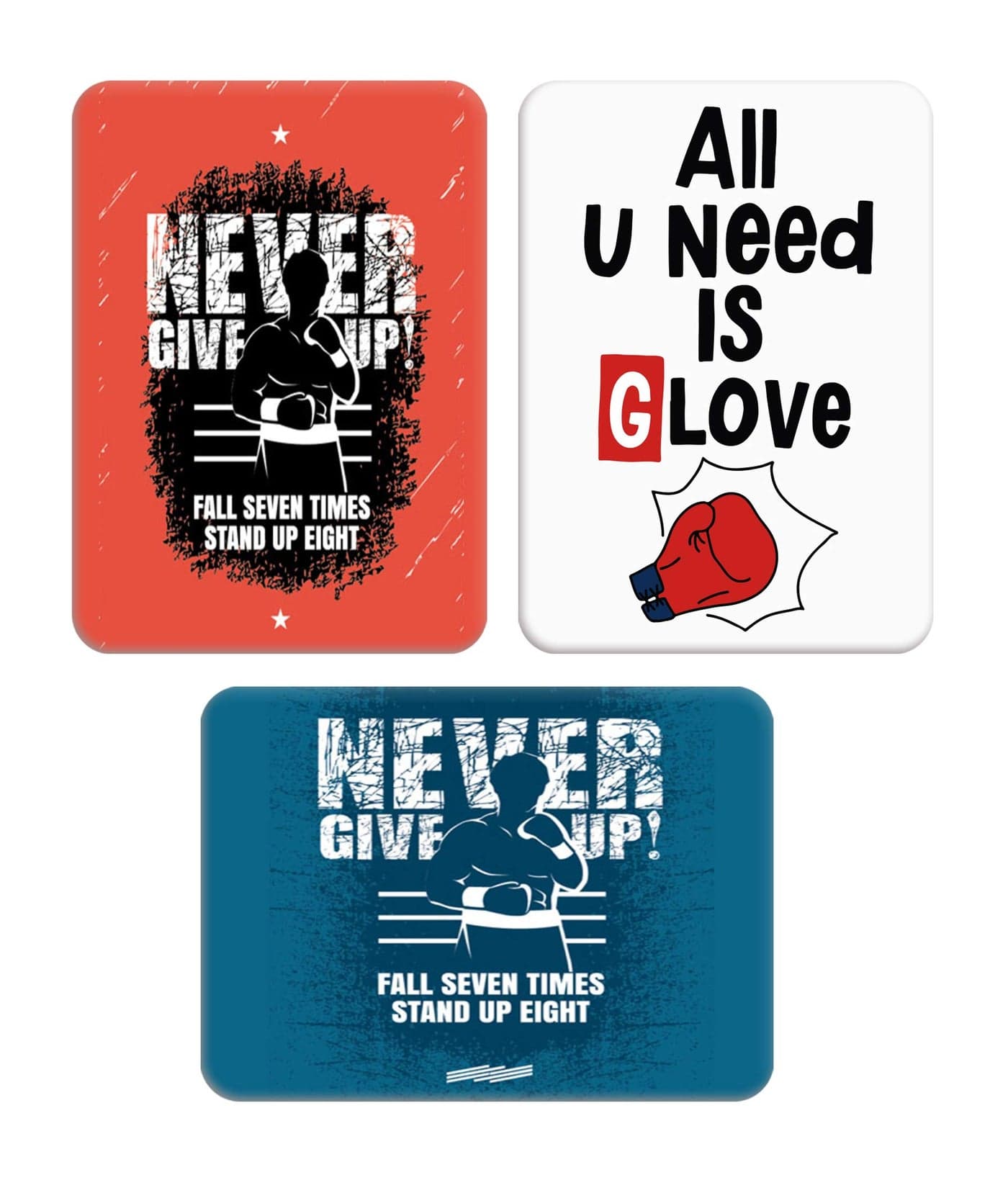 Whats Your Kick - Boxing Inspired Set of 3 - Printed Wooden Fridge Magnet | Boxing | Sports | Fitness | Game | Home Decor (5.5 x 8 -CM) Multi 2