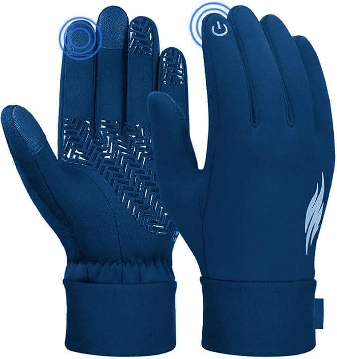 ZaySoo Outdoor Warm Velvet Touch Screen Waterproof Windproof Gloves (Large, NavyBlue)