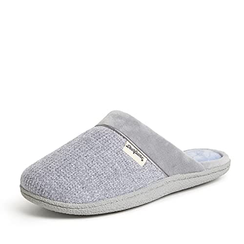 Dearfoams Women's Samantha Knit Closed Toe Scuff Slipper, Sleet, Small