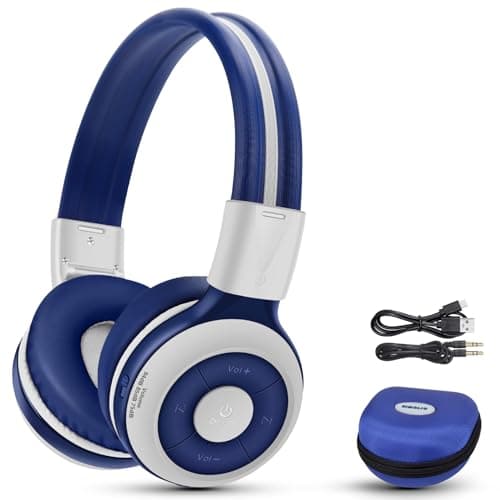 SIMOLIO Kids Headphones Bluetooth for Boys, Built-in Microphone and Share Port, Safe 75dB,85dB,94dB Volume Limited, Foldable and Adjustable, Wireless/Wired Headphones for Kids School Travel Grey