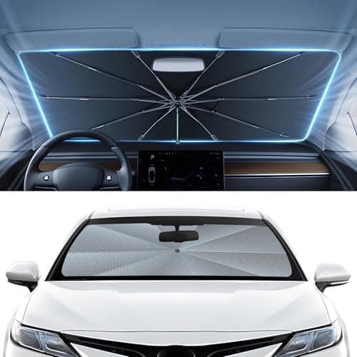 Autorder Windshield Sun Shade Umbrella for 2018-2024 Toyota Camry Accessories,Upgraded Ice Crystal Material,Easy Setup Umbrella Sunshade for Car Windshield,100% Sun Blocking