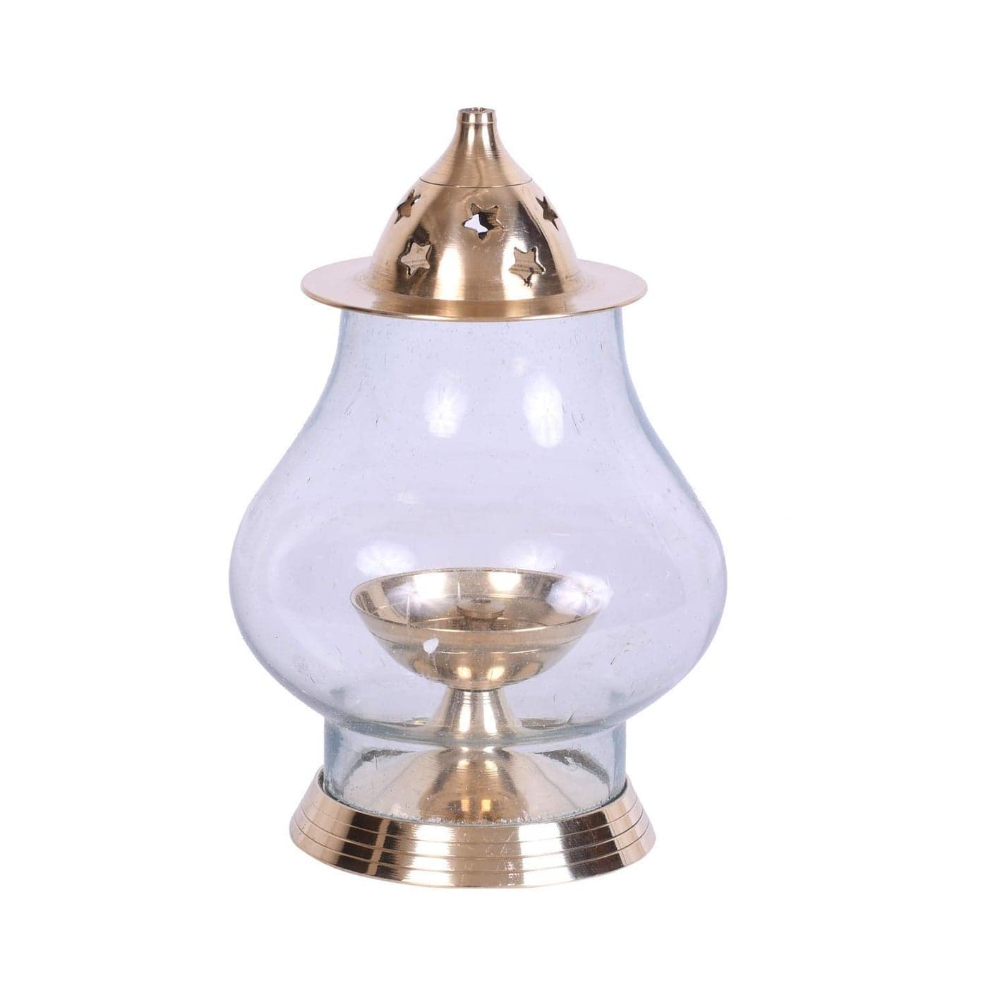 AC ANAND CRAFTS German Silver Decorative Diya Oil Lamp for Pooja Home Decor Purpose 16X10 cm Gold