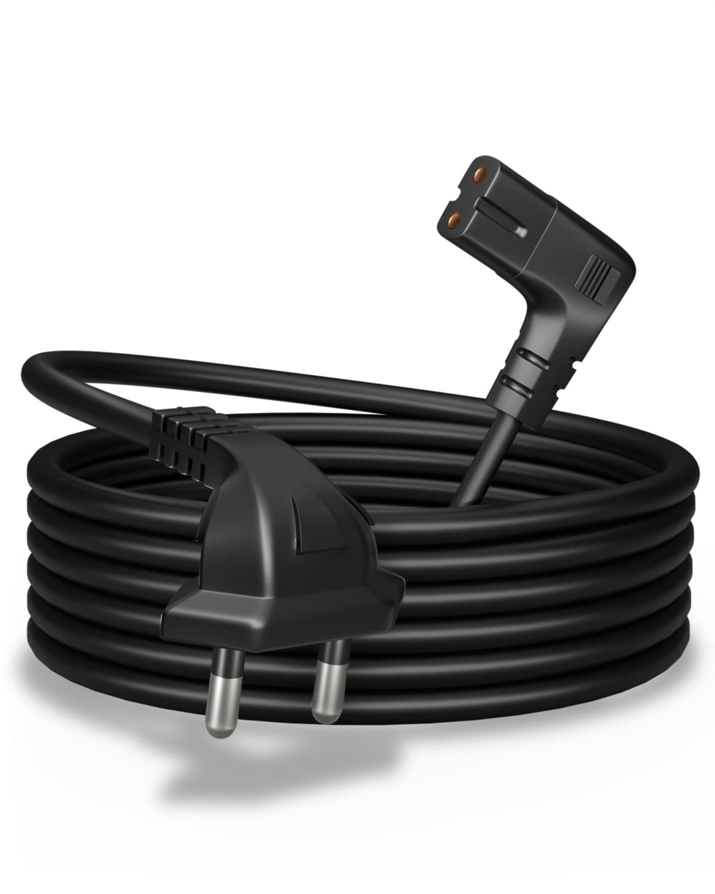 FEDUS 3 Meter 2-pin L-Shape Universal Replacement AC Power Cord Cable Wire for LED TV, Printer, Laptop PC Notebook Computer, Tape Recorder, Camera Black