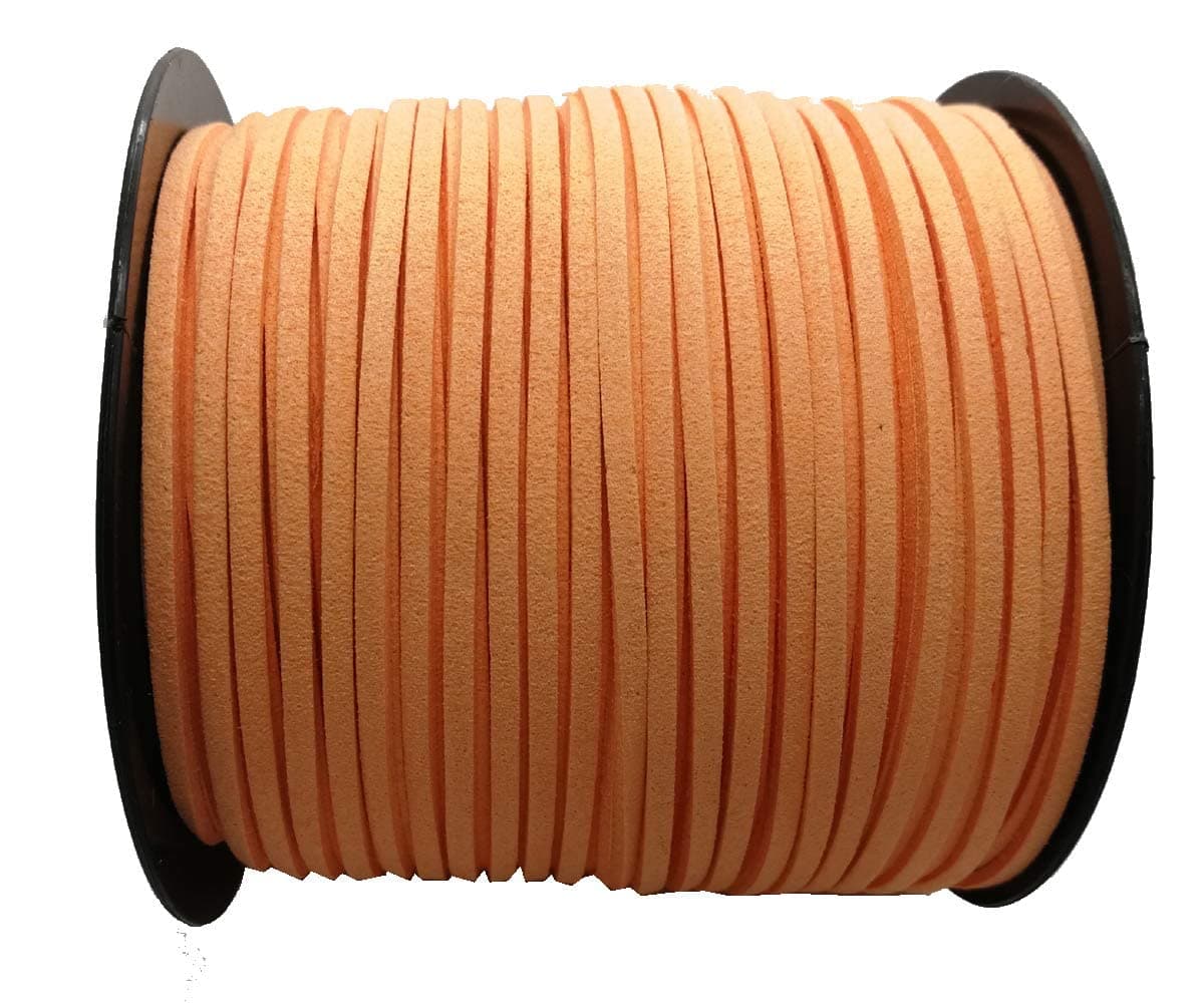 Pamir Tong Faux Leather Cord for Jewelry Making 100 Yards 2.6mm Thin Suede String Rope Orange Bracelet Cords DIY Crafts String for Necklace-Dream Catcher Supplies-Hat- Walking Stick