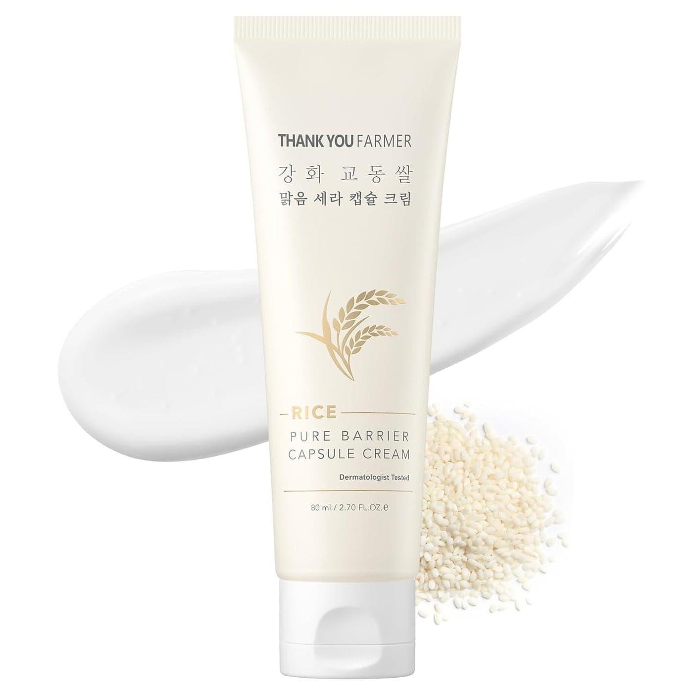 THANKYOU FARMER Rice Pure Barrier Capsule Cream Moisturizing Skin Barrier Cream Hypoallergenic Dermatologist Tested Korean Skincare with Ceramide Capsules Korean Rice Extract