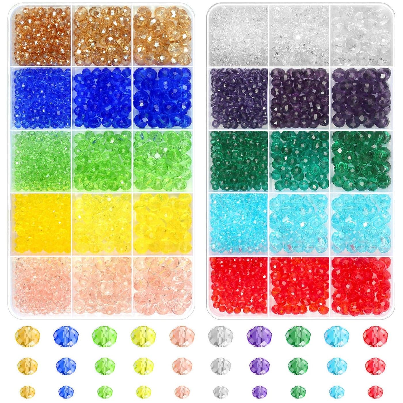 cridoz 2000 Pcs Briolette Crystal Glass Beads for Jewelry Making Rondelle Crystal Beads for Crafts and Suncatchers 10 Coloers 3 Sizes4mm 6mm 8 mm