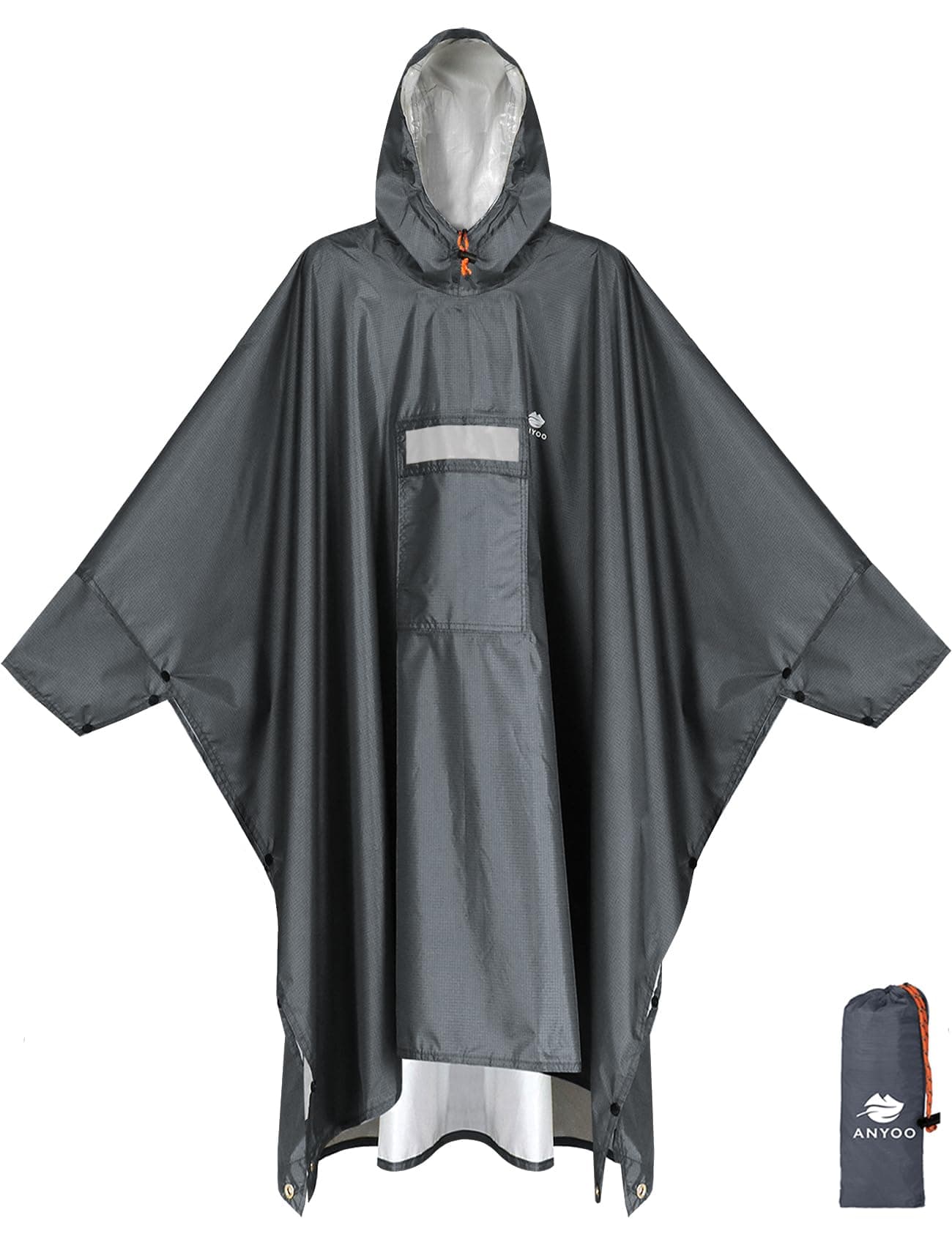 ANYOO Hooded Rain Poncho for Adults with Pocket, Waterproof Lightweight Rain Coats for Men Women Reusable Rain Jacket for Emergency Camping Outdoor Activities