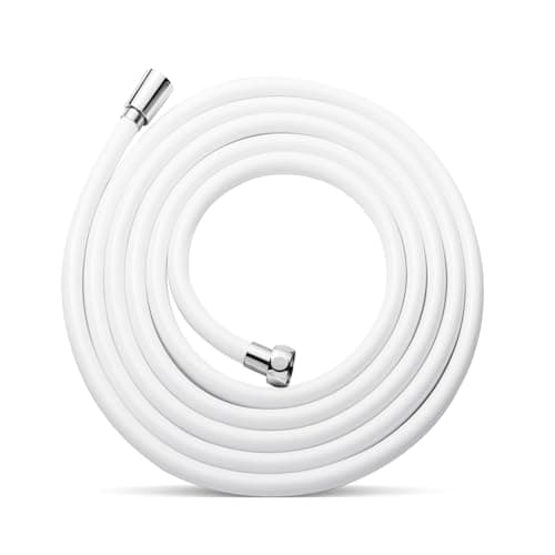 OFFO Ultra-Flex Shower Hose, 120 in Premium RV PVC Handheld Shower Head Hose Flex Hoses Extension with Brass Insert and Nut for Bathing Pet Bathing, Smooth White