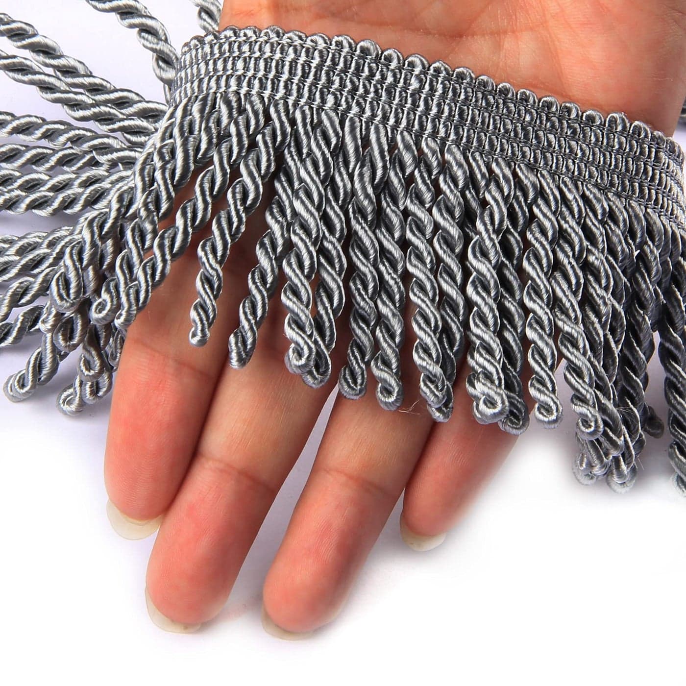 HedongHexi Curtain Fringes Bullion Fringe Trim 510 Yard x 25 Inches Fabric Trims Sewing DIY Decoration for Curtain Sofa Clothes Silver 10yard
