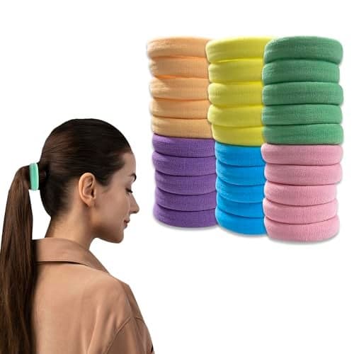 TEMPERIA (30 Pcs) Hair Band for Women & Girls - Ultra Premium Rubber Band - Elastic Ponytail Hairband Ties Accessories - Light Random Colours (DN02)