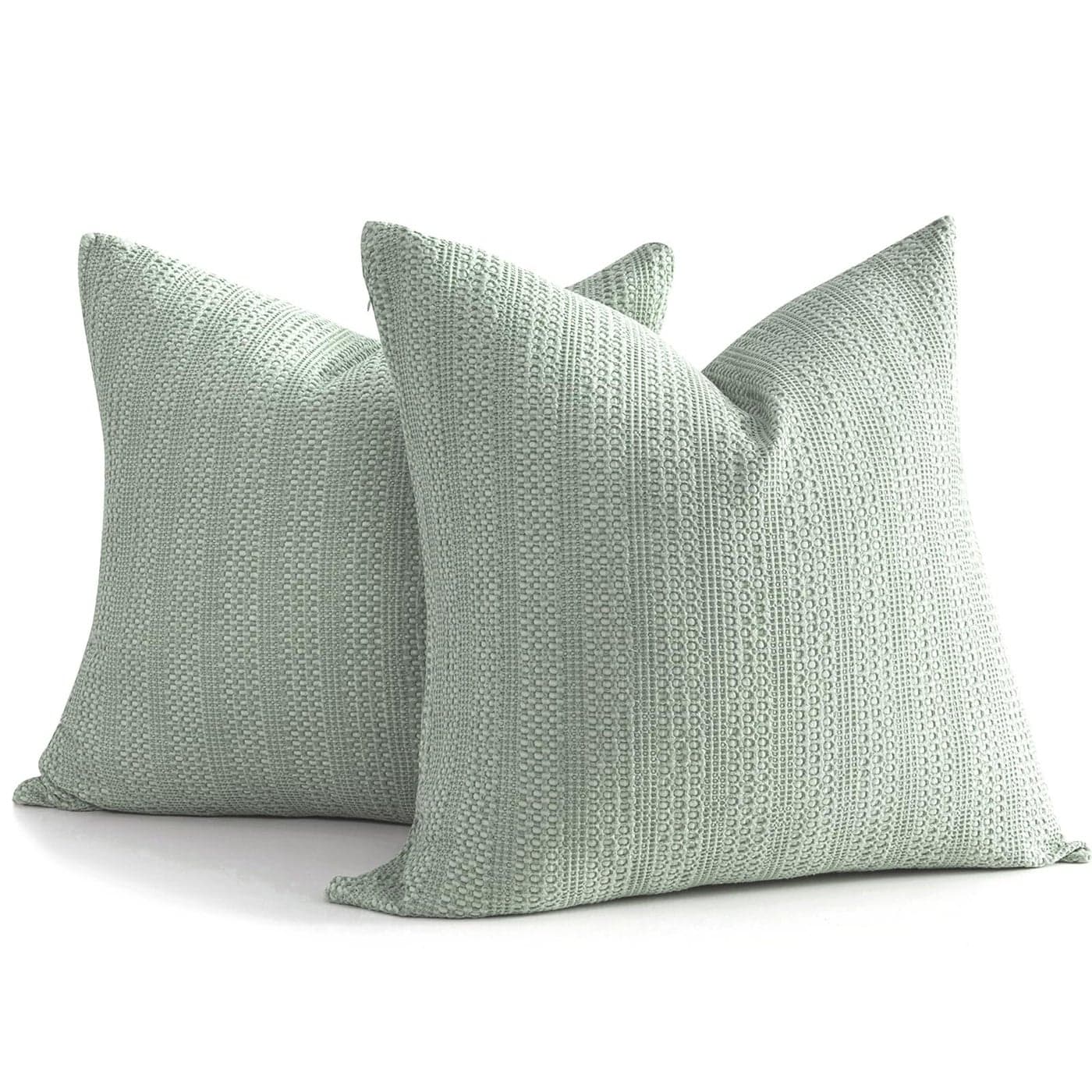 COCOPLOCEUS 26x26 Pillow Covers Boho Euro Shams Set of 2 Decorative Throw Pillow Covers Cotton Large Square Pillowcase for Couch Bed Sage Green