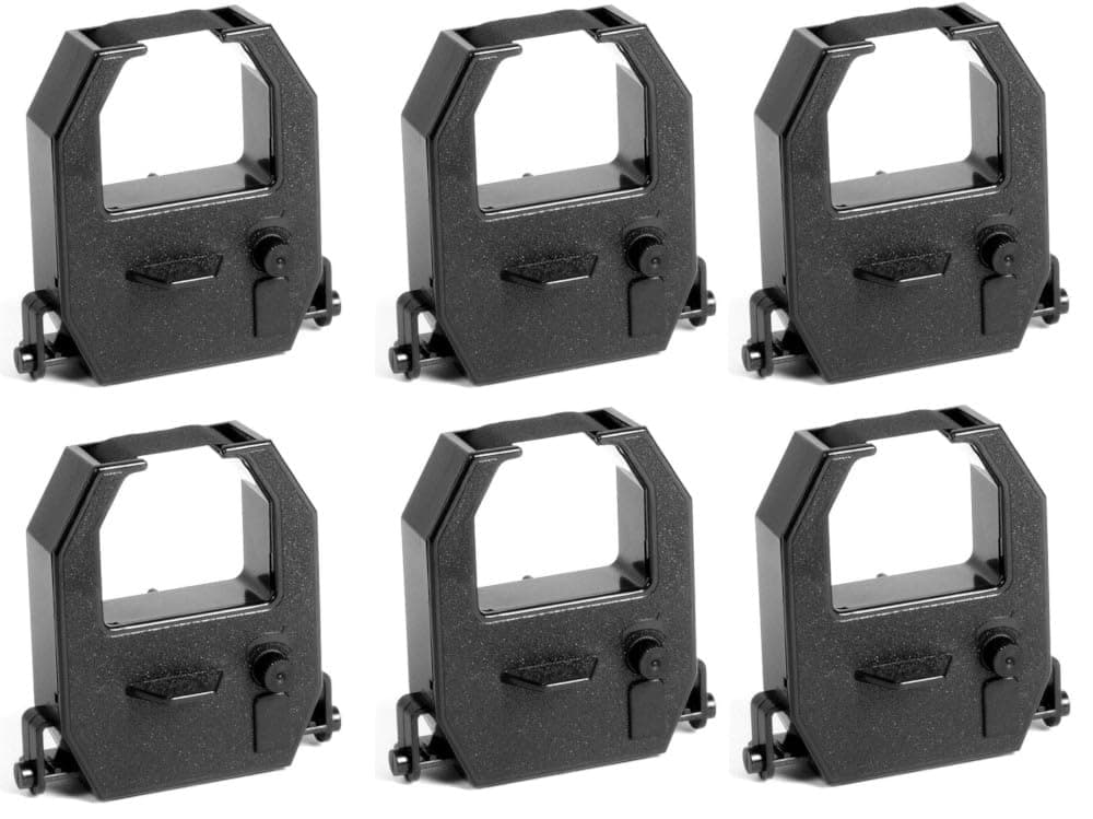 (6 Pack) Replacement Ribbon Fits Amano PIX and TCX Time Clocks, All Models, Black Ink, 10/11/15/20/21/22/25/28/35/45/55/75/85/88/90/95/200/3000/4000