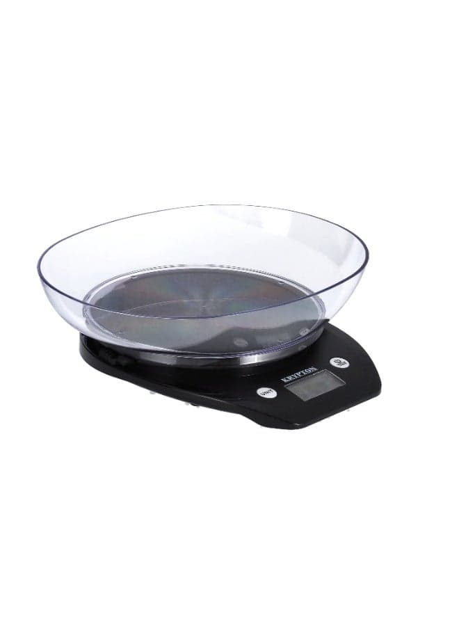 Digital Kitchen Scale 5kg with LCD Display & Transparent Bowl | High Accuracy, Multi-Unit Measurement for Cooking & Baking KNKS5336 Black