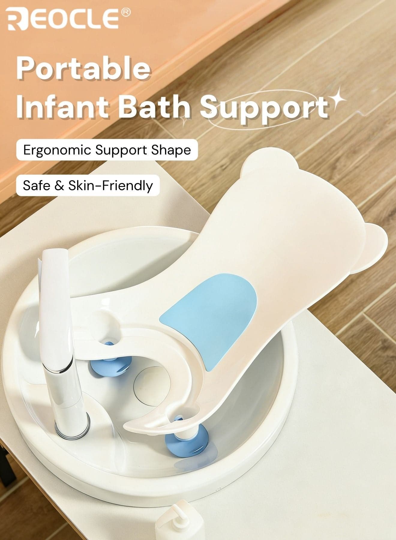 Portable Infant Bath Support with Bonus Hook Quick Baby Buttock Washing Tool for Sinks Countertops Bathtubs Lightweight Convenient Ideal for Daily Baby Care Parents Caregivers