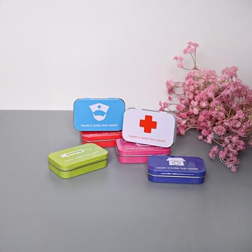 Market99 Multicolour Tin Pill Box Set of 6 | Lightweight Travel-Friendly Medicine Case | Compact Storage for Tablets, Capsules, Supplements & Vitamins | Ideal for Home, Office, School & Trips