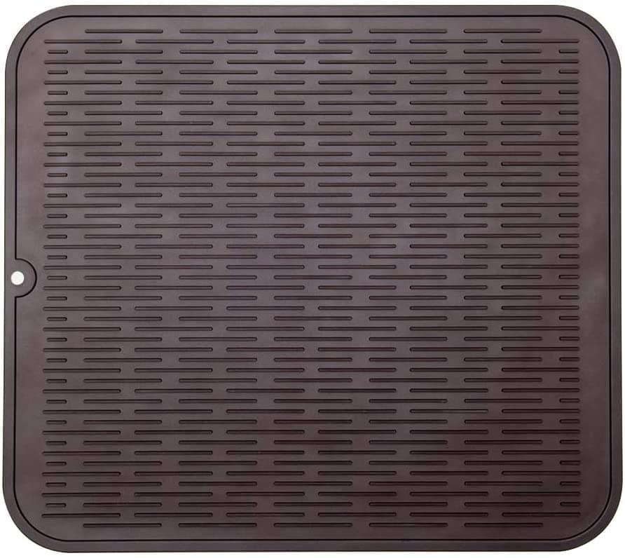 NILKANTH® Dish Drying Mat for Kitchen, Silicone Dishes Drying Mats for Counter, Rubber Dish Dryer Pad, Heat Resistant & Easy to Clean for Pots and Pans Brown (40 x 30)