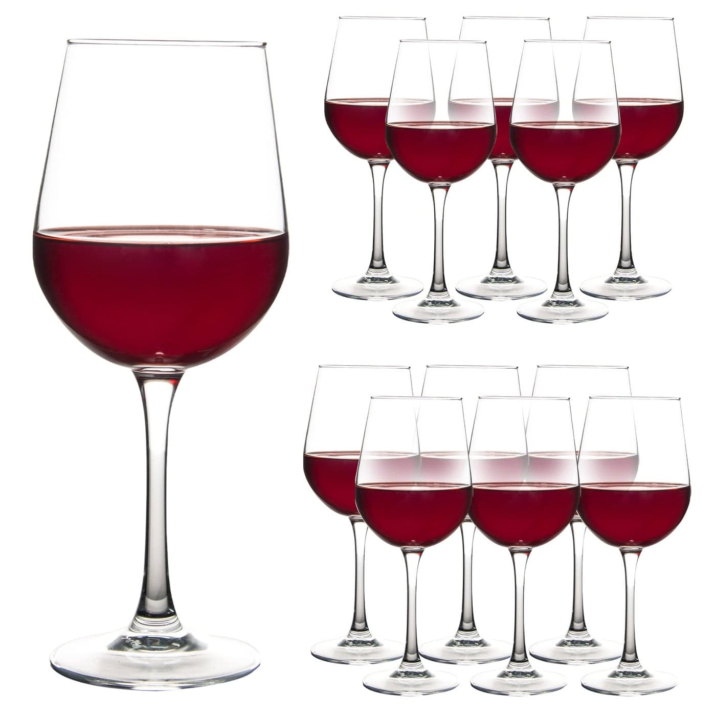YARYOUNG 12 oz Fully Tempered Wine Glasses Set of 12 Classic Design Durable and Scratchresistant