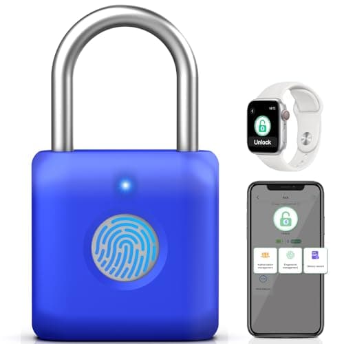 Pothunder Fingerprint Padlock Smart Padlock Locker Lock Fingerprint Lock with APP Unlock USB Rechargeable Suitable for Gym Locker LockerSapphire Blue