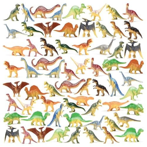 PREXTEX Mini Dinosaurs 72 Count Dinosaur Party Favors Plastic Dinosaur Figurines