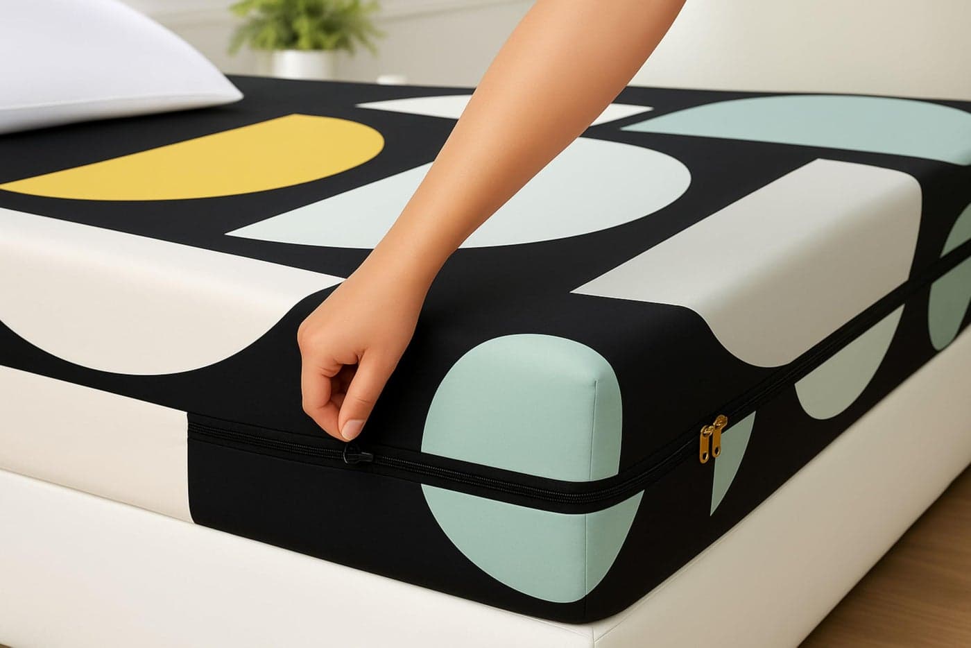 House Fox 2.5x6 Cotton Mattress Cover Single Bed (72x30x6 inch) with Zipper| Non-Shrink Heavy Fabric | Strong Zip with Metal Lock | Interlocked Stitching | 360 Degree Fully Covered