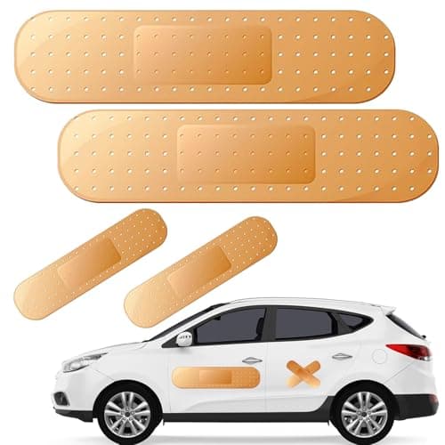 4Pcs Giant Band Car Aid Sticker Funny Bumper Stickers to Cover Crack Damage Scratch and DentYellow 2 Small and 2 Large Big Bandage Car Decal Patch for Vehicle Body Automotive Decor Accessories