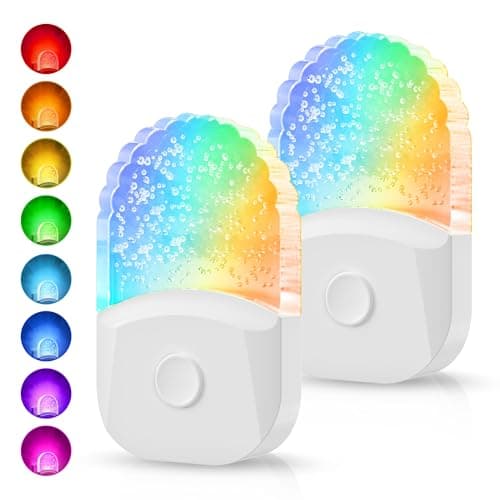 Night Lights Plug Into Wall 2 Pack Color Changing Night Light for Kids 8Color RGB LED Nightlight with Dusk to Dawn Sensor for Bathroom Decor Children Room Gift