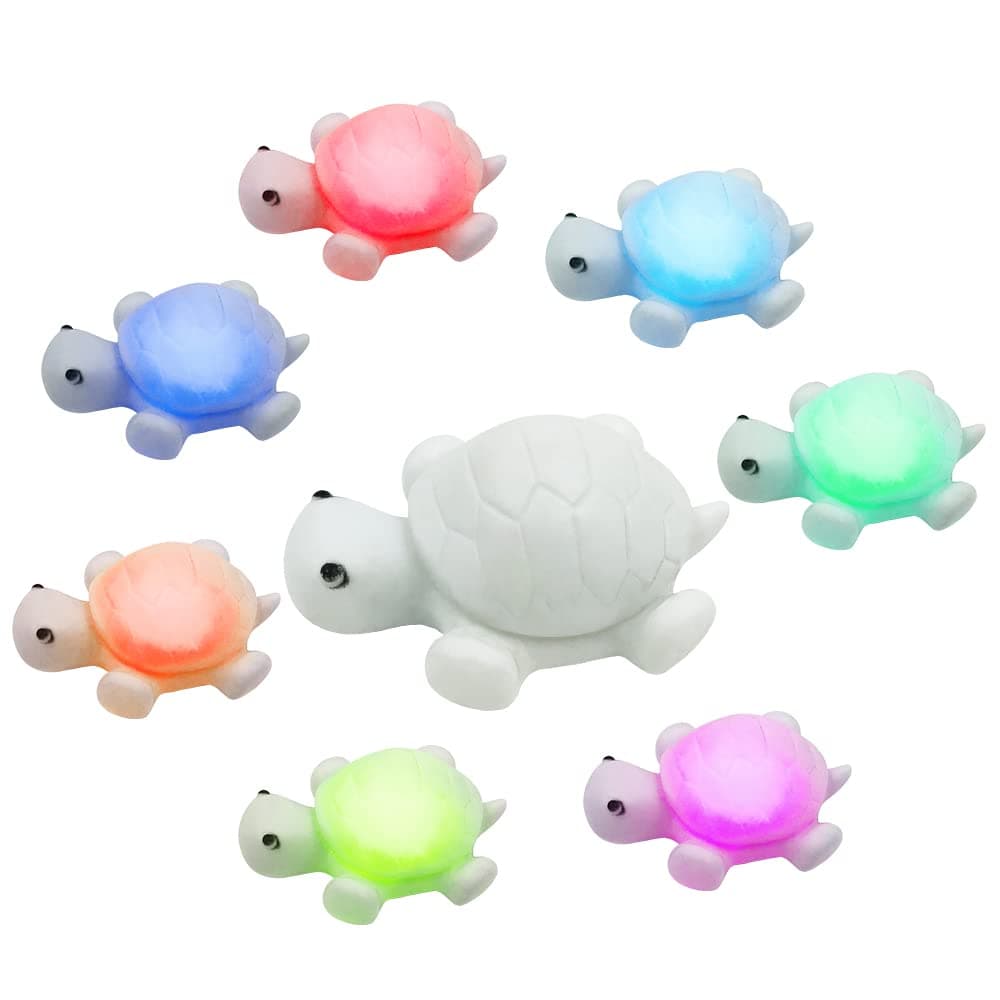 AFUNTA 4 PCS Cute Turtle Night Light, 7 Colors Changing Night Light for Kids Room 3D LED Lamp Cute Animal Night Light, Christmas Light for Home Decoration, Decor Gift