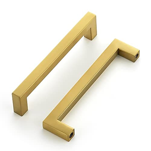 Ravinte 30 Pack 5 Inch Kitchen Square Cabinet Handles Brushed Brass Drawer Pulls for Cupboard Hardware