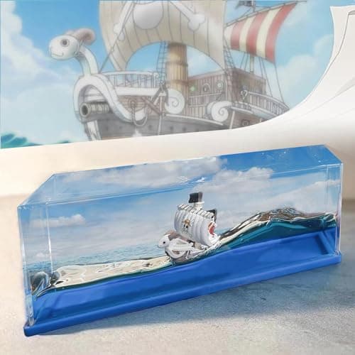 ROSSOM Unsinkable Going Merry Pirate Ship Boat in a Box Non Sinking Cruise Ship Fluid Drift Bottle Decorations Desk Decor Display Gifts for Anime Fans