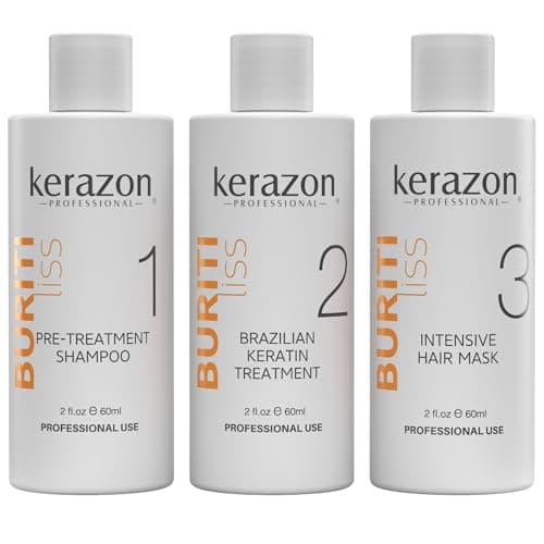 KERAZON Brazilian Keratin Treatment Buriti Liss Kit 2oz60ml At Home Keratin Treatment Smoothing and Straightening Keratina para Alisar el Pelo For All Hair Types