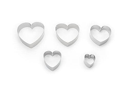 Fox Run Heart Shaped Cookie Cutters, 5-Piece Set with Storage Tin Included, Stainless Steel