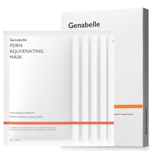 Genabelle PDRN Rejuvenating Mask Sheet - Lightweight Glass Skin & Toning Mask Sheet with PDRN, Niacinamide, Hyaluronic Acid, To Deeply Hydrate, Cool, and Visibly Plump the Skin, 0.84 fl oz* 5ea