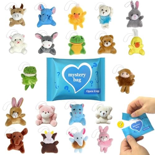 Blind Bag Mini Plush Animal 20PCS Mini Stuffed Animal Toy Small Plushies in 20PCS Mystery Bags 30 Characters Random Design Cute Plush Toy for Kids School Classroom Prizes Party Favor