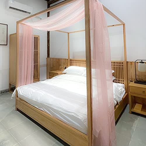 Linentalks Rose Pink Canopy Bed Scarf for Twin Bed Luxury Sheer Bed Canopy Scarf Sheer Scarf Valance Canopy Bed Drapes Four Post Bed Canopy Drapes Sheer Canopy 1 PC 52 X 205