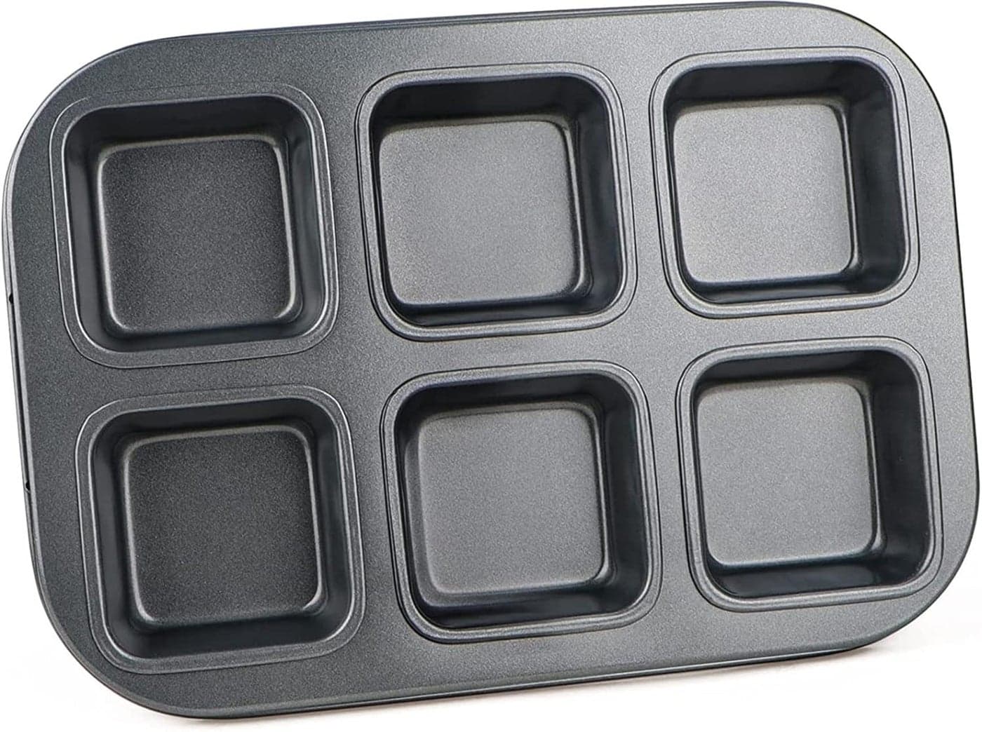 Bake House Square Brownie Pan Nonstick 6 Cavity Muffin Pan Brownie Cake Pan Mini Cheesecake Cupcake Bakeware Carbon Steel Brownie Baking Tray Bakeware for Oven Baking