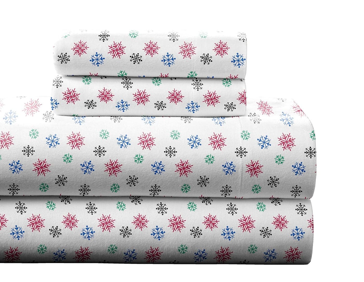 Pointehaven Flannel 170 GSM Sheet Set,Twin XL Snow Flakes Multi