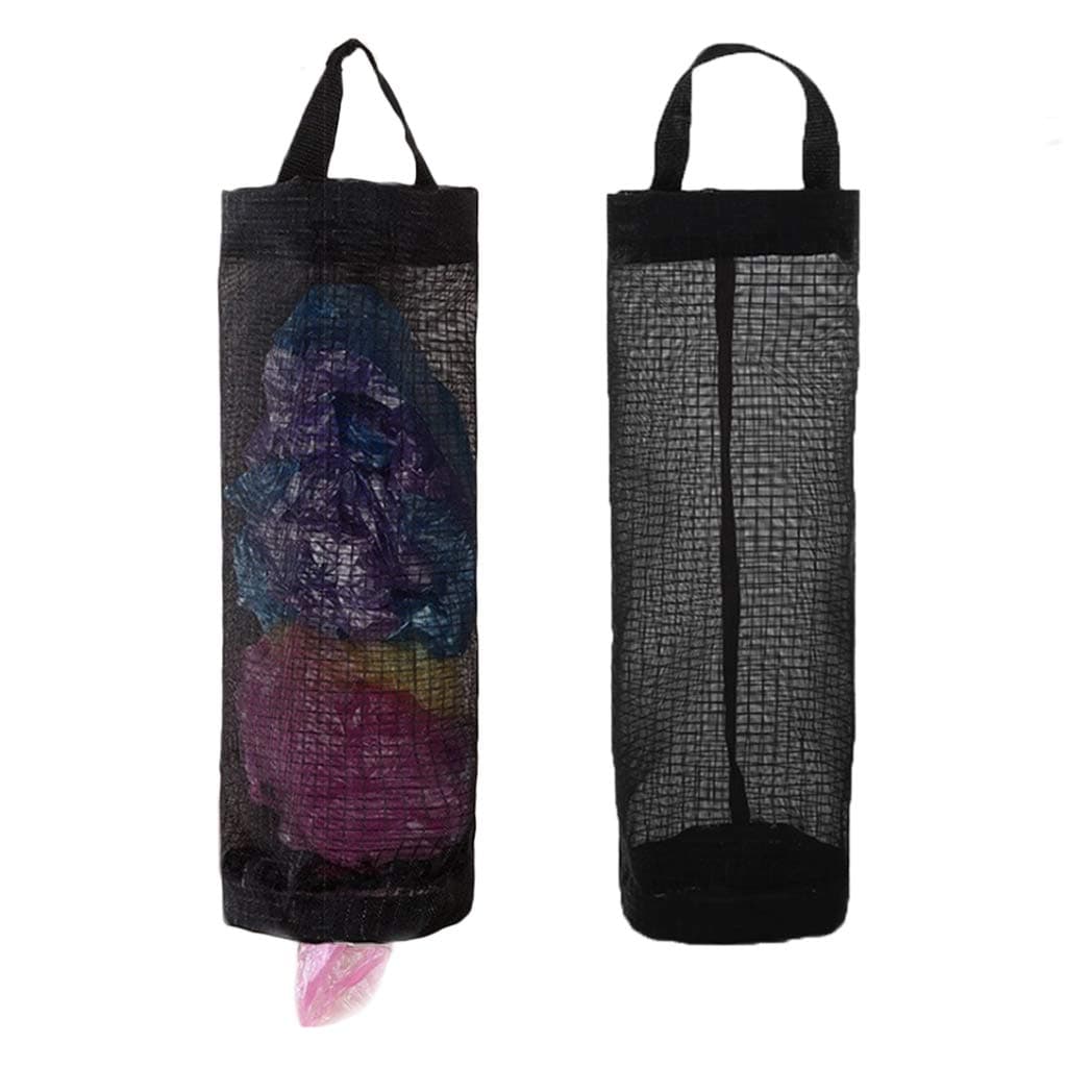 TOGETRUE Plastic Bag Holder Grocery Bag Holder Mesh Hanging Storage Bag Dispenser Black 2 Packs