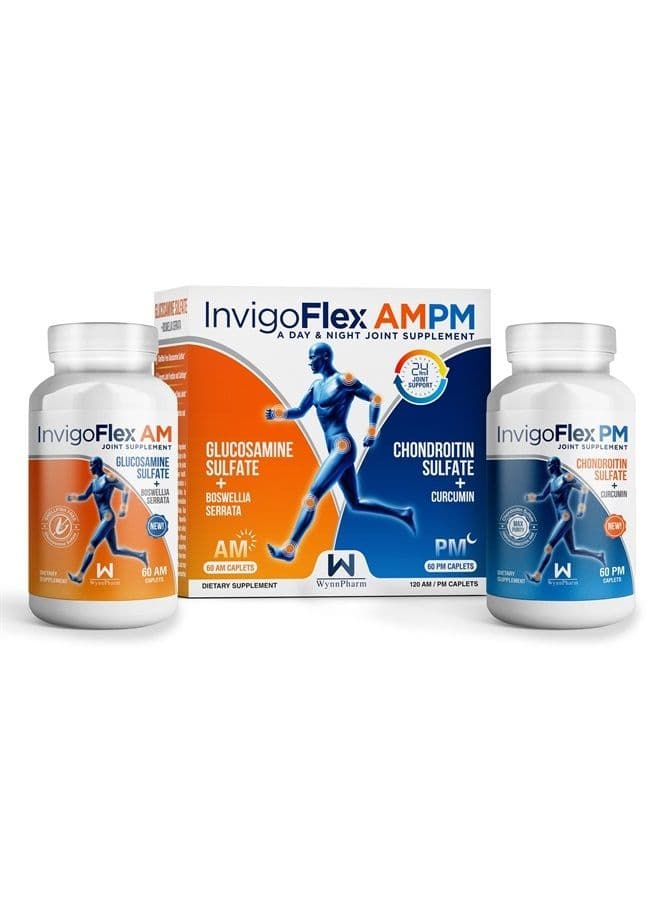 ® AMPM - Glucosamine & Chondroitin Sulfate - Turmeric Curcumin - Boswellia Serrata (Non GMO) for Knees, Hands, Back and Hip 24 - Hour Premium Joint Supplement