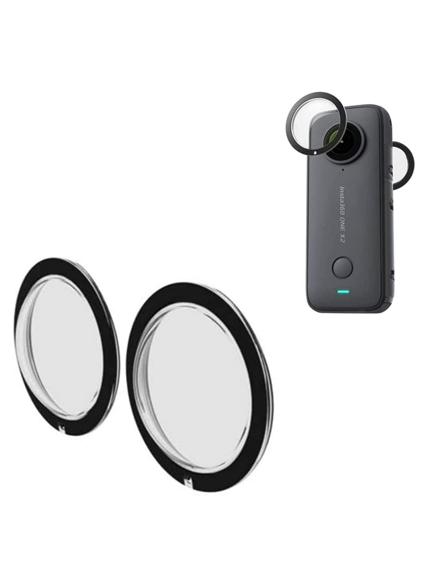 2pcs for Insta360 ONE X2 Lens Protector Double Optical Coating High Light Transmittance Precise Fit Anti Scratch Impact Waterproof Dustproof Oilproof