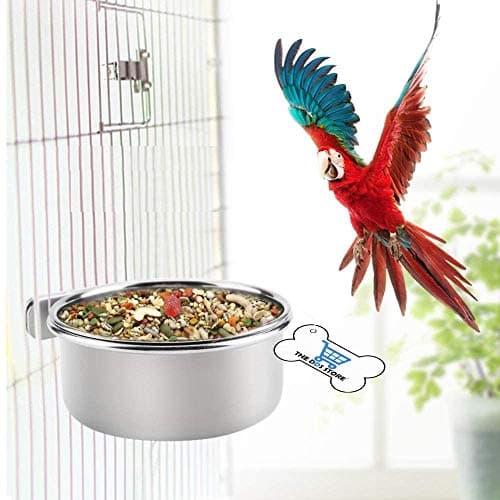 THE DDS STORE Stainless Steel Birds Coop Cup Feeder Bowl with Clamp Holder, 500 ml Single PC